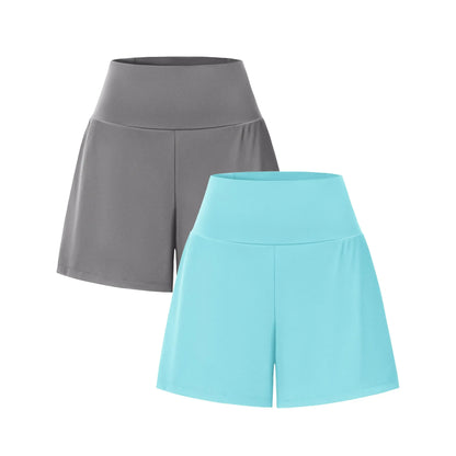 Super High Waisted 2-in-1 InstantCool Yoga Shorts 7" with Pockets Set
