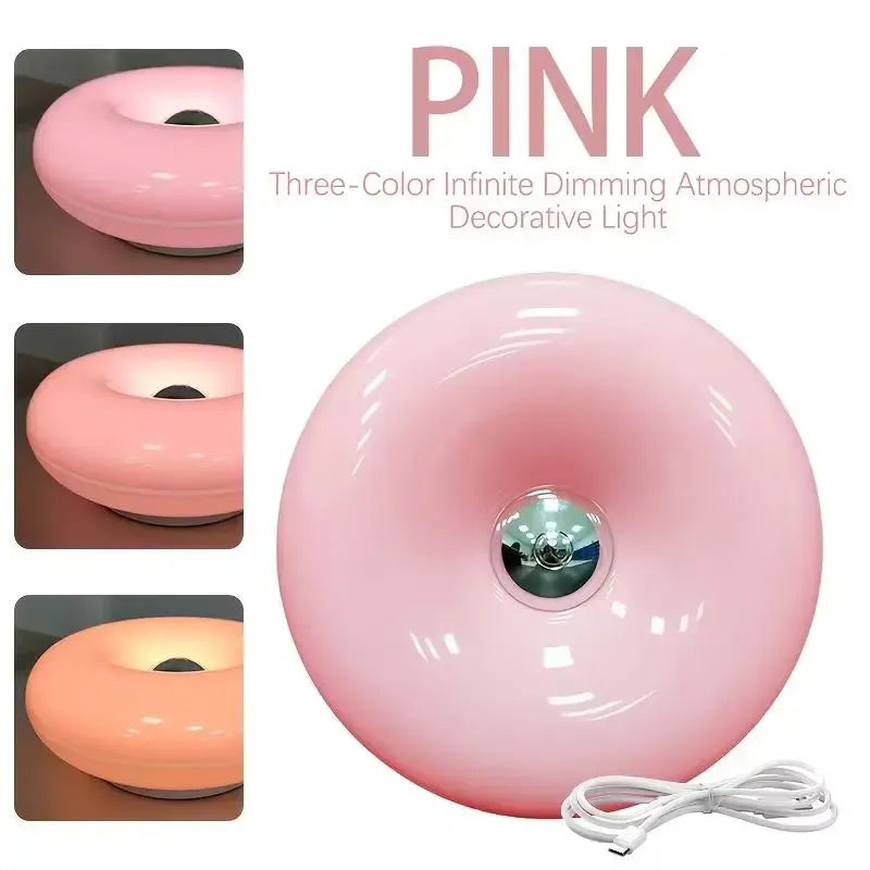 Aesthetic Doughnut LED Night Lamp - 2026 Easter Festive Decor, Touch & Remote Control, Warm & Cozy Glow, Whimsy Room Decor, Bedroom Lamps,sohochic