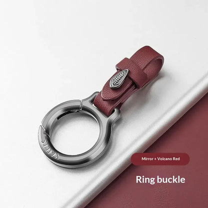 New Upgraded Durable Zinc Alloy Fashion Keychain with Leather Strap - Everyday Anti-Lost Keyring for Home and Car Use, Black Metal Car Key Accessory