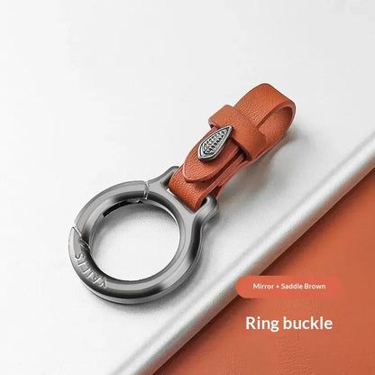 New Upgraded Durable Zinc Alloy Fashion Keychain with Leather Strap - Everyday Anti-Lost Keyring for Home and Car Use, Black Metal Car Key Accessory
