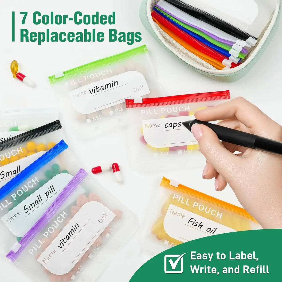 Travel Pill Organizer Set