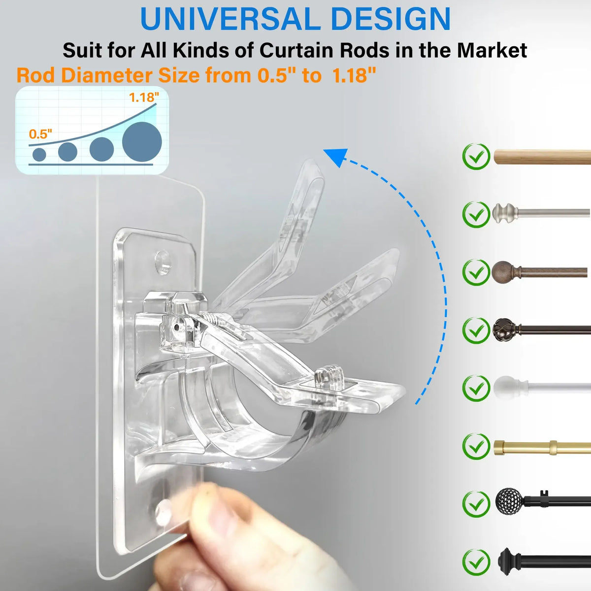 No-Drill Curtain Rod Brackets
