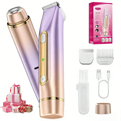 Women's Cordless 2-in-1 Wet-Dry Body & Facial Trimmer & Shaver