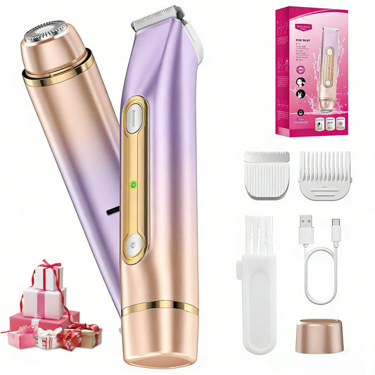 Women's Cordless 2-in-1 Wet-Dry Body & Facial Trimmer & Shaver