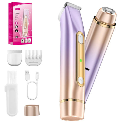 Women's Cordless 2-in-1 Wet-Dry Body & Facial Trimmer & Shaver