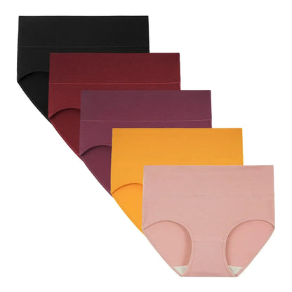 Women's High Waisted Cotton Panties 5-Pack, Soft & Breathable Underwear, Comfortable Full Coverage Briefs for Everyday Wear, Stretchy & Durable Bag Lingerie Fabric