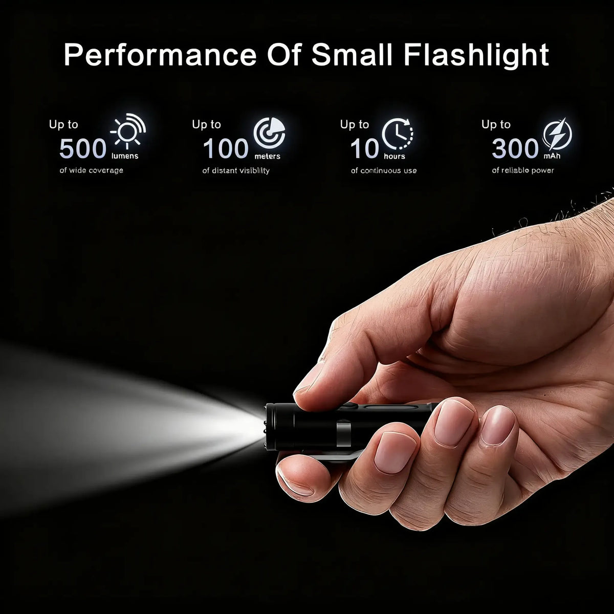 Flashlight 500 Lumens USB-C Rechargeable, Magnetic Base, 3 Color Sidelights, Red-Blue Strobe, Fire Starter, Window Breaker for Outdoor Camping, Emergency, Everyday Carry & Hiking, Compact Keychain LED Light.