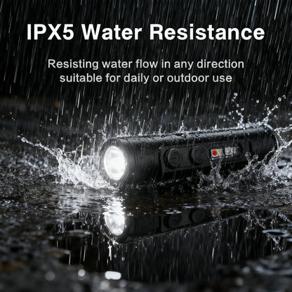 Flashlight 500 Lumens USB-C Rechargeable, Magnetic Base, 3 Color Sidelights, Red-Blue Strobe, Fire Starter, Window Breaker for Outdoor Camping, Emergency, Everyday Carry & Hiking, Compact Keychain LED Light.