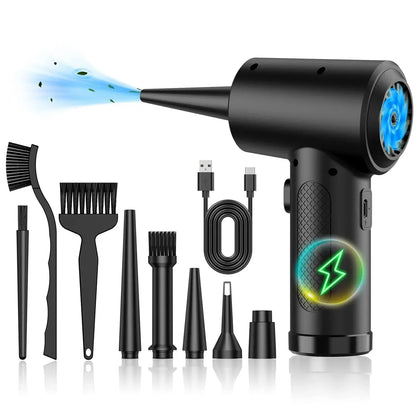Compressed Air Duster Cleaner, 3-Gear 51,000 RPM Electric Air Duster, Portable 4000mAh Rechargeable Cordless Air Blower with LED Light, Camera Cleaner