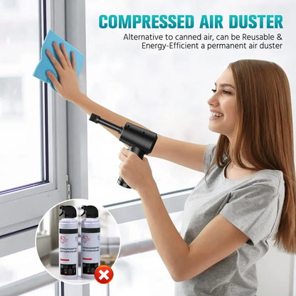 Compressed Air Duster Cleaner, 3-Gear 51,000 RPM Electric Air Duster, Portable 4000mAh Rechargeable Cordless Air Blower with LED Light, Camera Cleaner