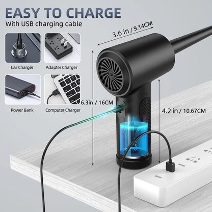 Compressed Air Duster Cleaner, 3-Gear 51,000 RPM Electric Air Duster, Portable 4000mAh Rechargeable Cordless Air Blower with LED Light, Camera Cleaner