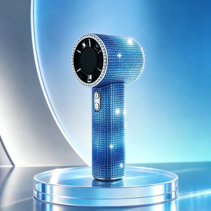 Diamond Handheld Pocket Fan - Personal Small Cordless Wireless Fan with Digital Display, 3-Speed Rechargeable Adjustable for Travel, Outdoor Use, Female Gifts
