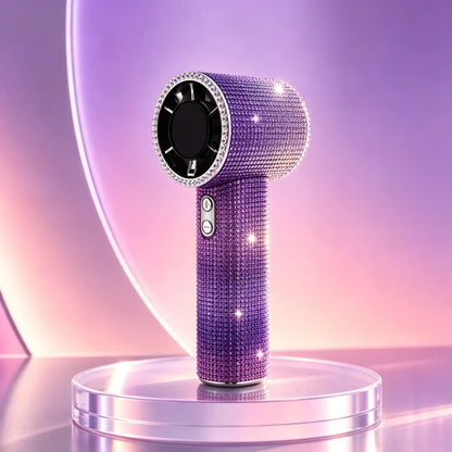 Diamond Handheld Pocket Fan - Personal Small Cordless Wireless Fan with Digital Display, 3-Speed Rechargeable Adjustable for Travel, Outdoor Use, Female Gifts