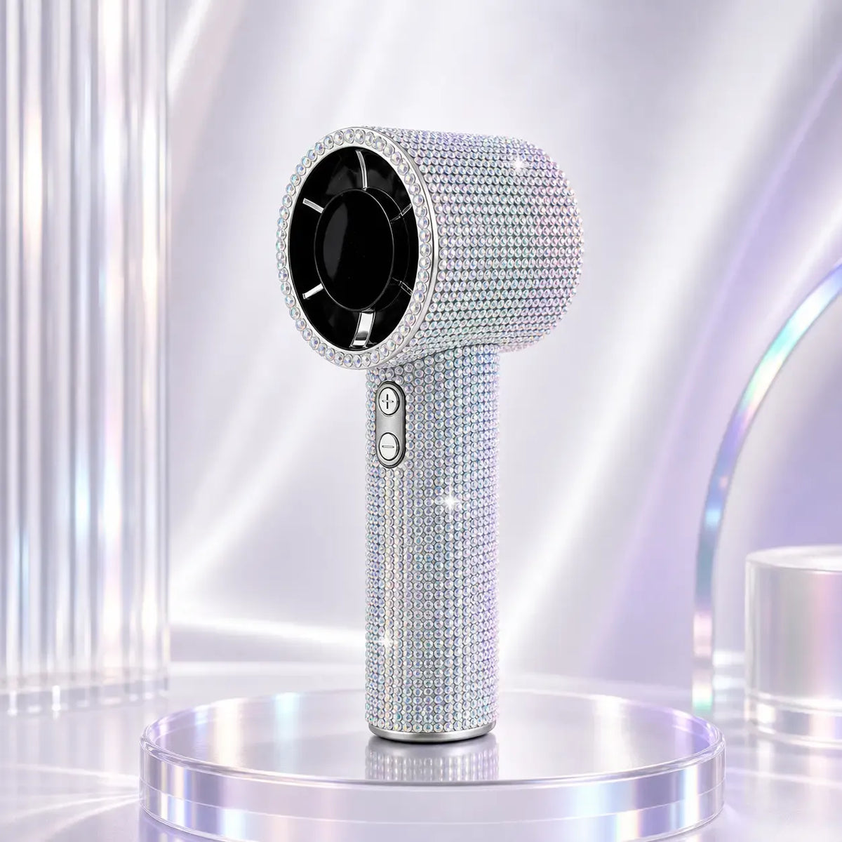 Diamond Handheld Pocket Fan - Personal Small Cordless Wireless Fan with Digital Display, 3-Speed Rechargeable Adjustable for Travel, Outdoor Use, Female Gifts