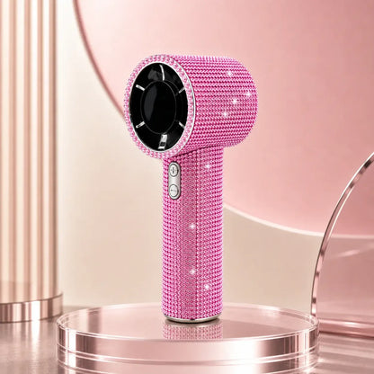 Diamond Handheld Pocket Fan - Personal Small Cordless Wireless Fan with Digital Display, 3-Speed Rechargeable Adjustable for Travel, Outdoor Use, Female Gifts