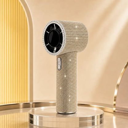 Diamond Handheld Pocket Fan - Personal Small Cordless Wireless Fan with Digital Display, 3-Speed Rechargeable Adjustable for Travel, Outdoor Use, Female Gifts