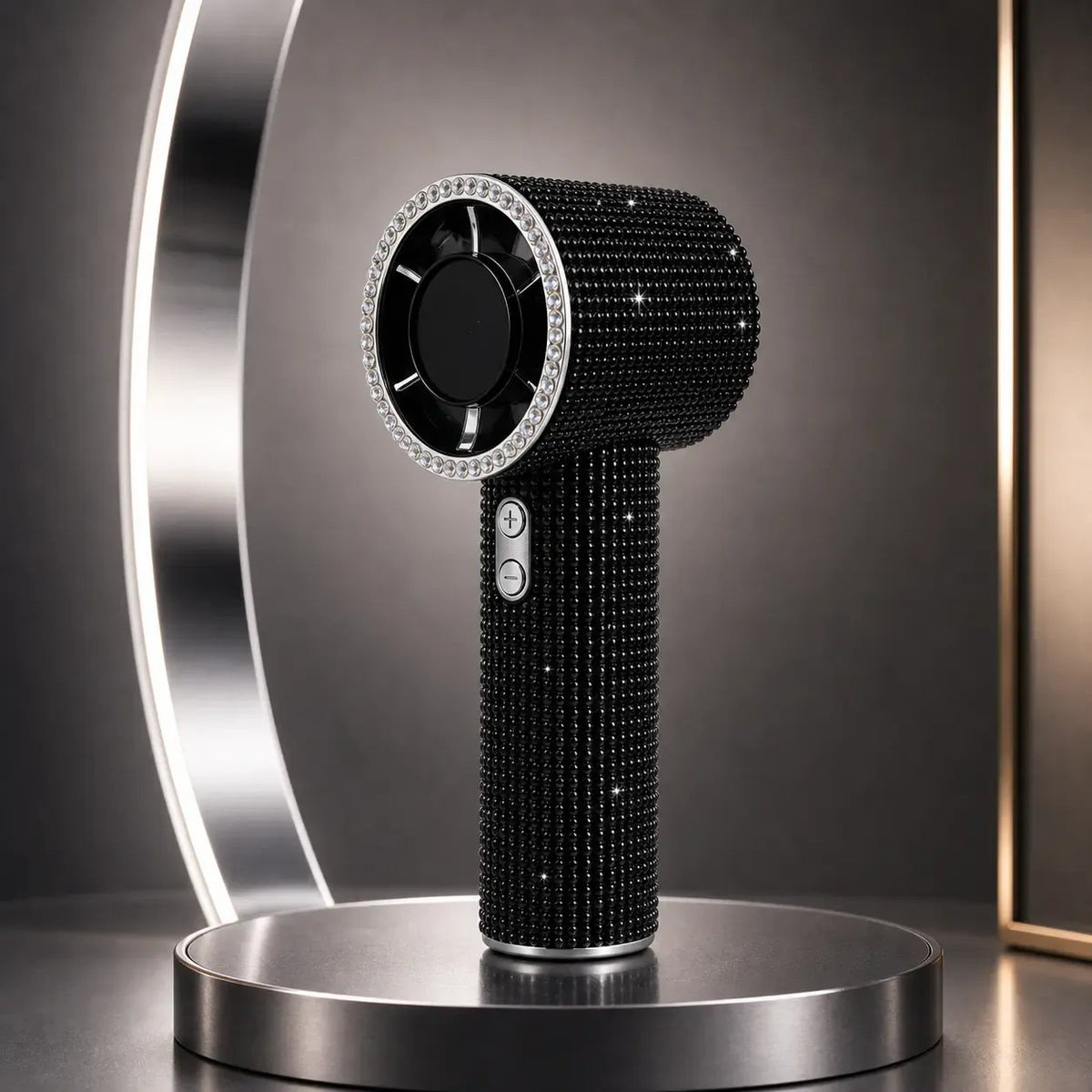 Diamond Handheld Pocket Fan - Personal Small Cordless Wireless Fan with Digital Display, 3-Speed Rechargeable Adjustable for Travel, Outdoor Use, Female Gifts