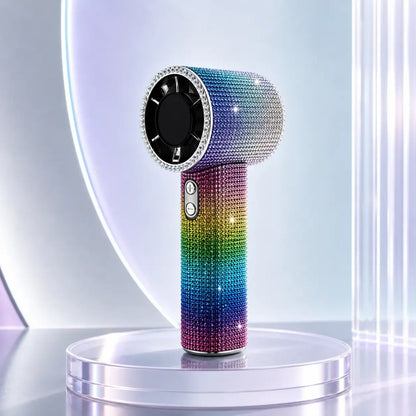 Diamond Handheld Pocket Fan - Personal Small Cordless Wireless Fan with Digital Display, 3-Speed Rechargeable Adjustable for Travel, Outdoor Use, Female Gifts