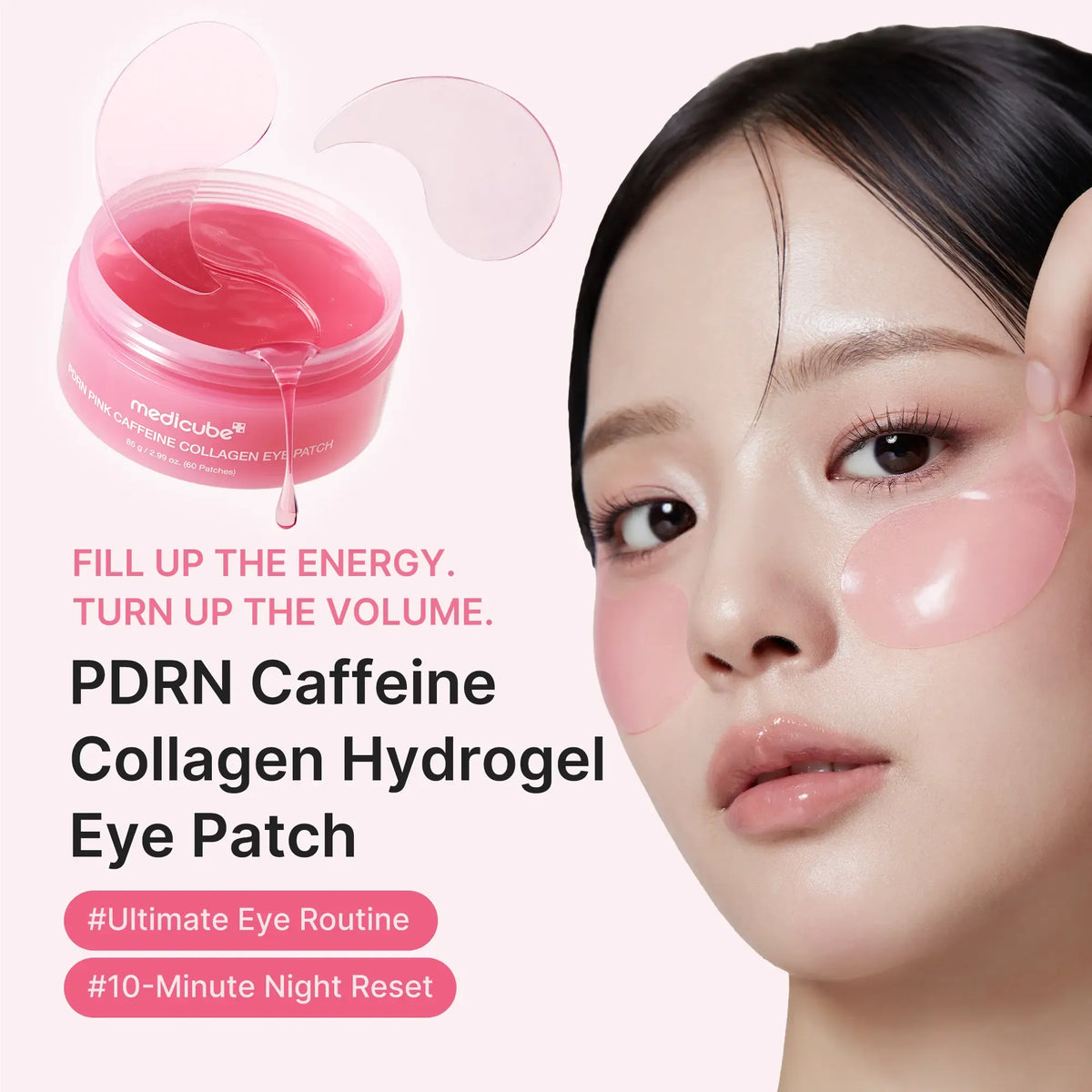 PDRN Pink Caffeine Collagen Eye Patch for Night Care | Fuller-Looking Eye Area, Under-Eye Puffiness and Dark Circle Care for a Smooth, Radiant, Youthful Look