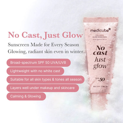 Collagen Sunscreen | SPF 50 Broad Spectrum Face Sunscreen | Lightweight, Non-Sticky, Hydrating Formula with No White Cast | Peptide and Cica for Soothing and a Natural Glow