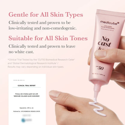 Collagen Sunscreen | SPF 50 Broad Spectrum Face Sunscreen | Lightweight, Non-Sticky, Hydrating Formula with No White Cast | Peptide and Cica for Soothing and a Natural Glow