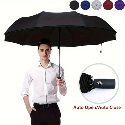 Windproof Automatic Folding Umbrella with Loop Buckle