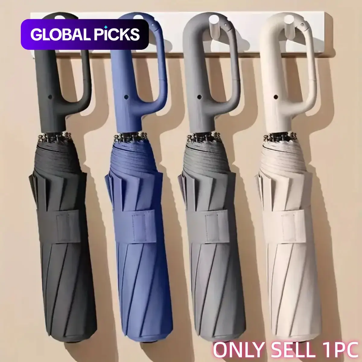 Windproof Automatic Folding Umbrella with Loop Buckle
