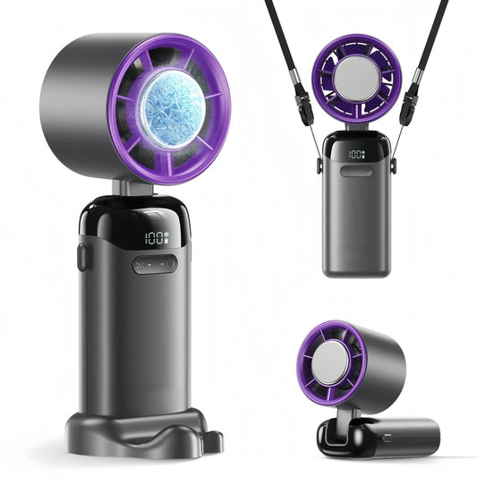 2026 Upgraded Multifunction Portable Fan - Adjustable Speed, High Speed, 3000mAh USB Rechargeable, Ice Cooler, Phone Stand, Foldable for Travel, Home, Adjustable Speed Fan，No air conditioning