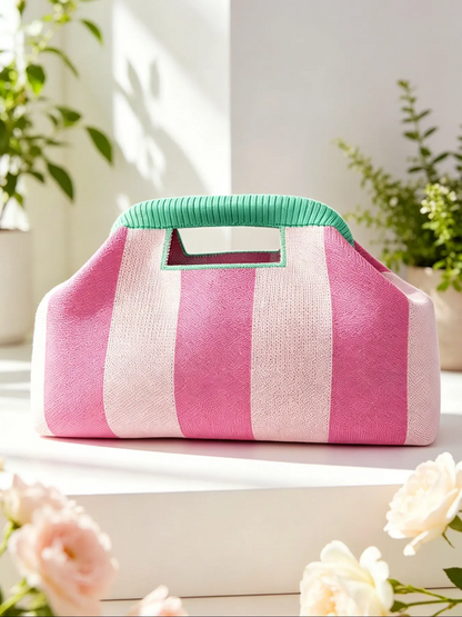 Women's Striped/rhombus/leaf/dot Cloud Handbag, Clip Closure Crossbody Bag, Lightweight Foldable for Daily Use, Gifts for Friends and Valentine's Day