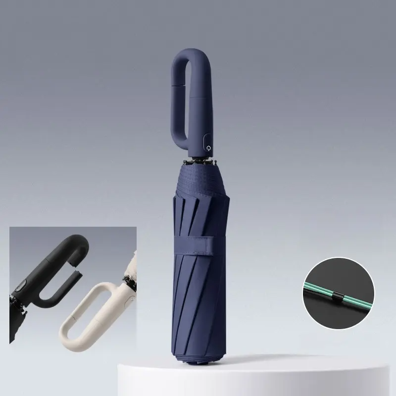 Windproof Automatic Folding Umbrella with Loop Buckle