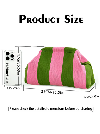 Women's Striped/rhombus/leaf/dot Cloud Handbag, Clip Closure Crossbody Bag, Lightweight Foldable for Daily Use, Gifts for Friends and Valentine's Day