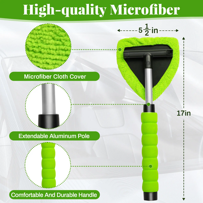 Car Windshield Cleaner with Extendable Handle & Microfiber Pads