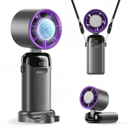 2026 Upgraded Multifunction Portable Fan - Adjustable Speed, High Speed, 3000mAh USB Rechargeable, Ice Cooler, Phone Stand, Foldable for Travel, Home, Adjustable Speed Fan，No air conditioning