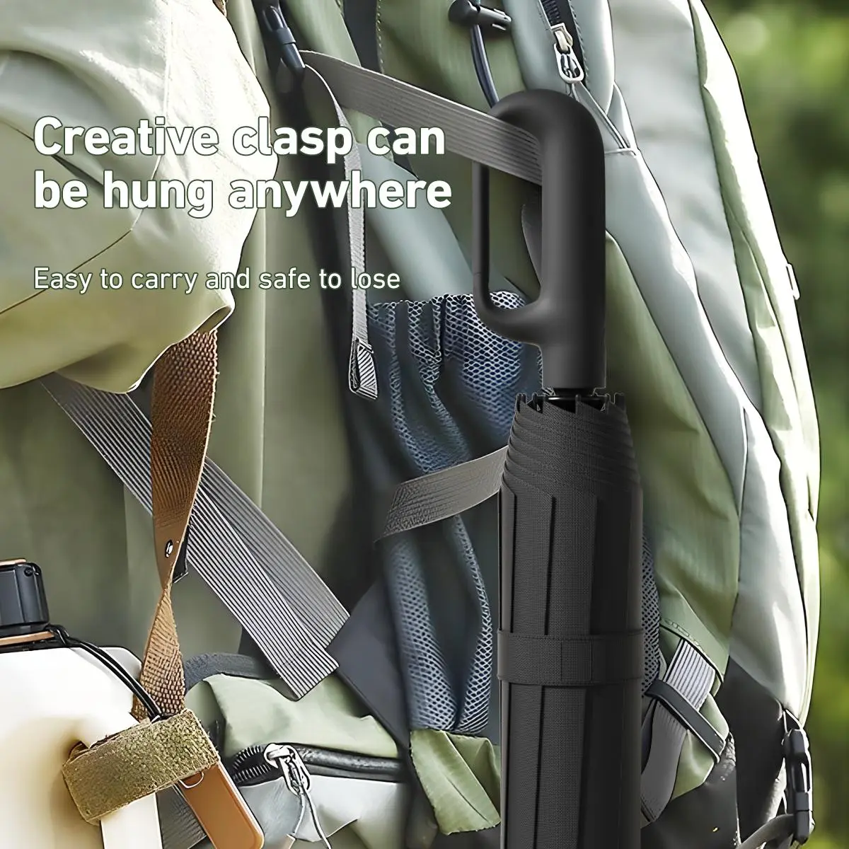 Windproof Automatic Folding Umbrella with Loop Buckle