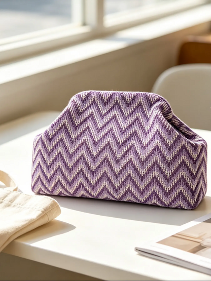 Women's Striped/rhombus/leaf/dot Cloud Handbag, Clip Closure Crossbody Bag, Lightweight Foldable for Daily Use, Gifts for Friends and Valentine's Day