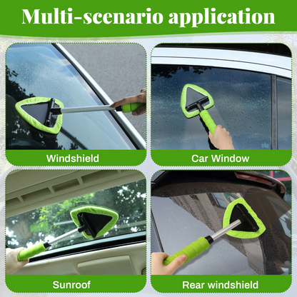 Car Windshield Cleaner with Extendable Handle & Microfiber Pads