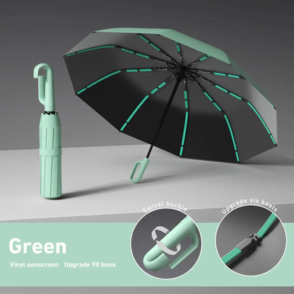 Windproof Automatic Folding Umbrella with Loop Buckle