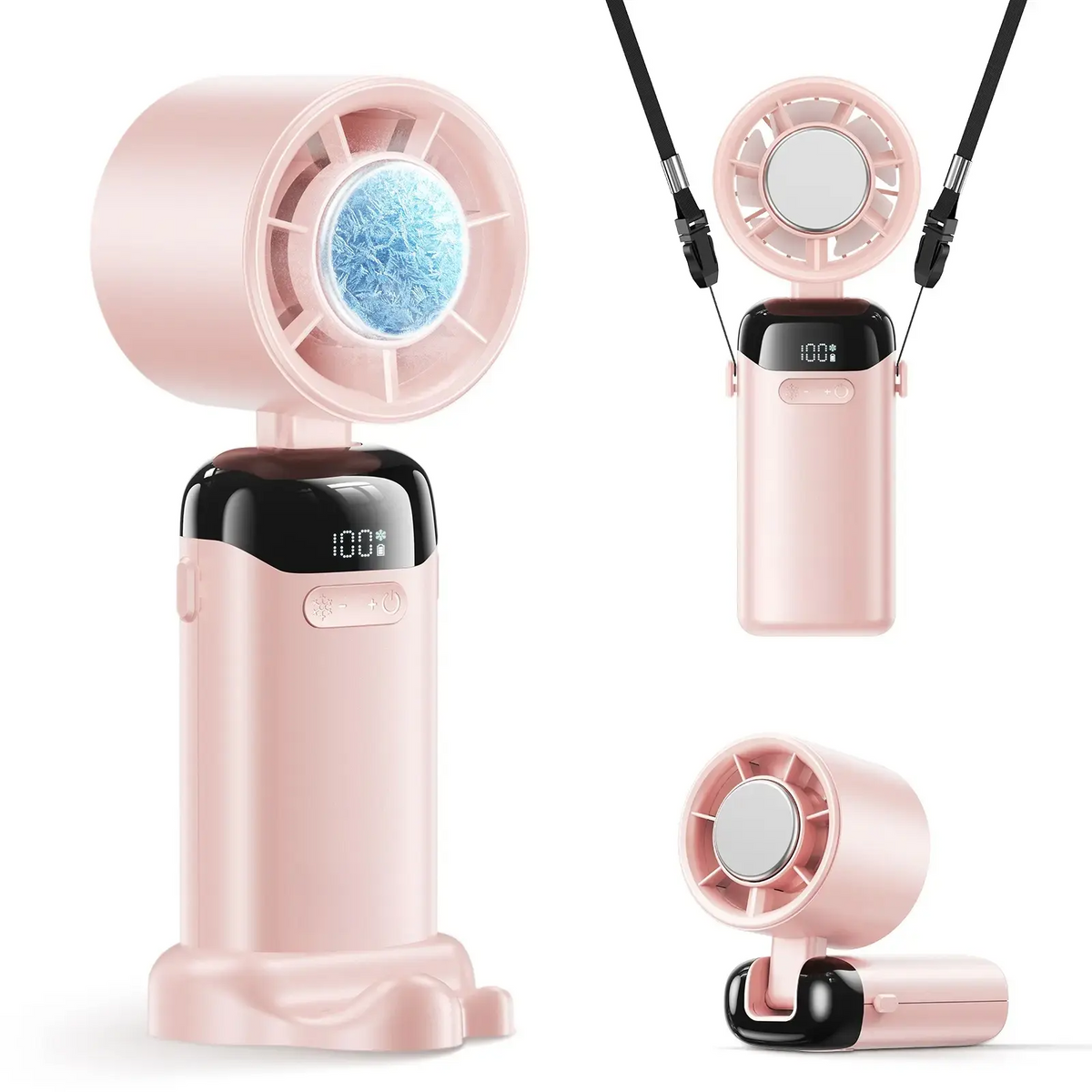 2026 Upgraded Multifunction Portable Fan - Adjustable Speed, High Speed, 3000mAh USB Rechargeable, Ice Cooler, Phone Stand, Foldable for Travel, Home, Adjustable Speed Fan，No air conditioning