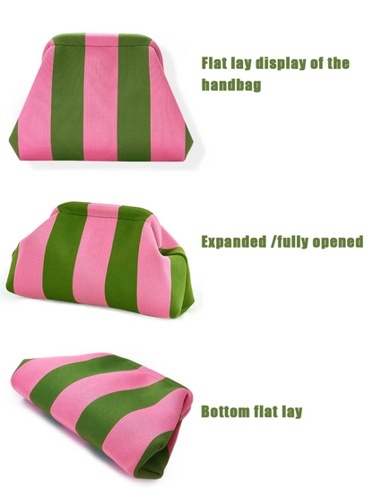 Women's Striped/rhombus/leaf/dot Cloud Handbag, Clip Closure Crossbody Bag, Lightweight Foldable for Daily Use, Gifts for Friends and Valentine's Day