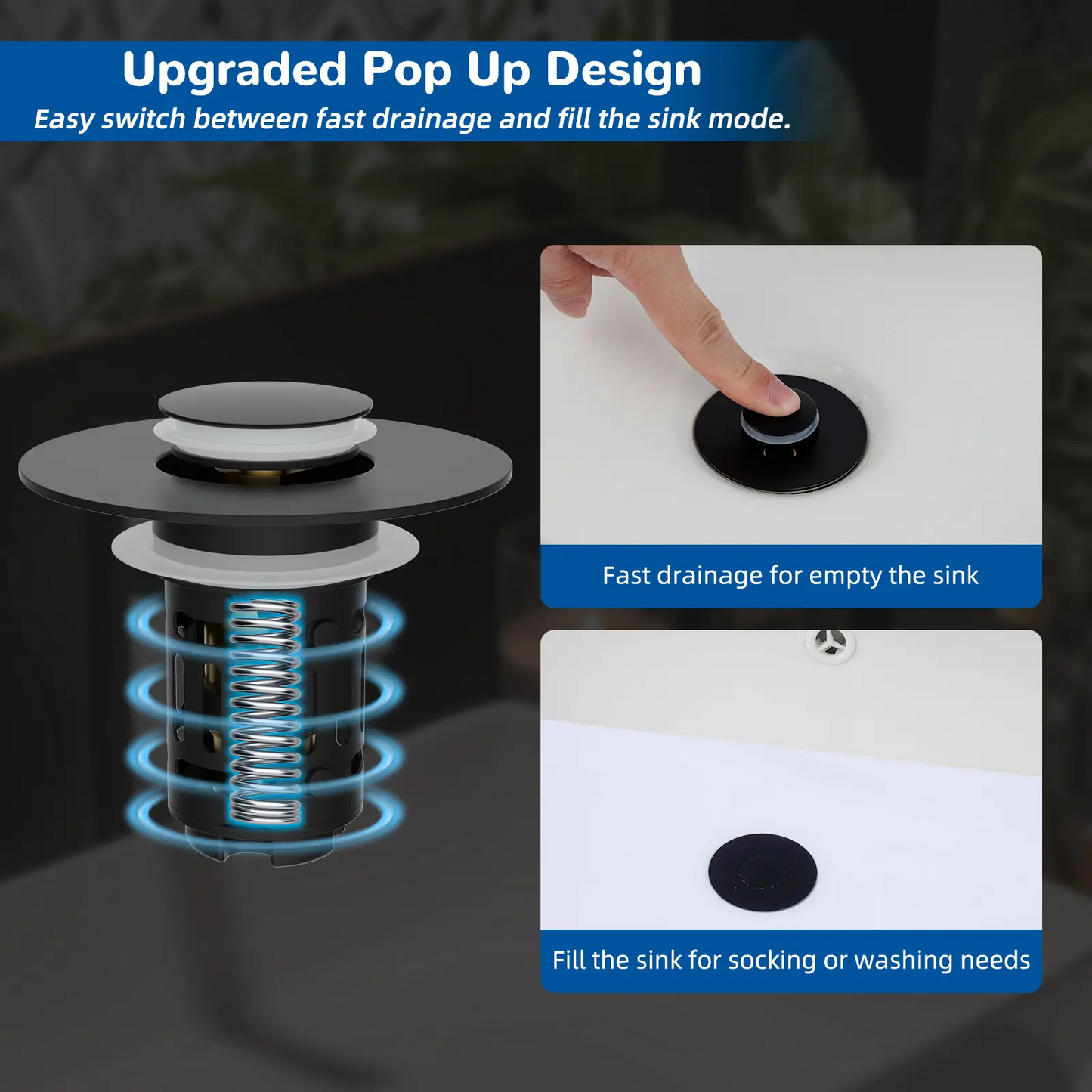Hibbent 3-in-1 Bathroom Sink Drain Strainer