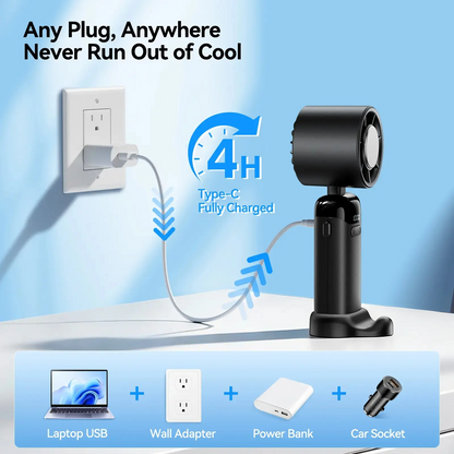 2026 Upgraded Multifunction Portable Fan - Adjustable Speed, High Speed, 3000mAh USB Rechargeable, Ice Cooler, Phone Stand, Foldable for Travel, Home, Adjustable Speed Fan，No air conditioning