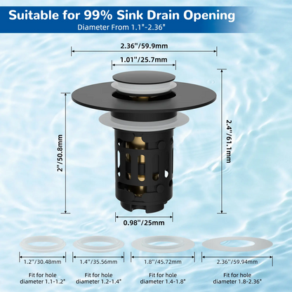 Hibbent 3-in-1 Bathroom Sink Drain Strainer
