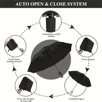 Windproof Automatic Folding Umbrella with Loop Buckle