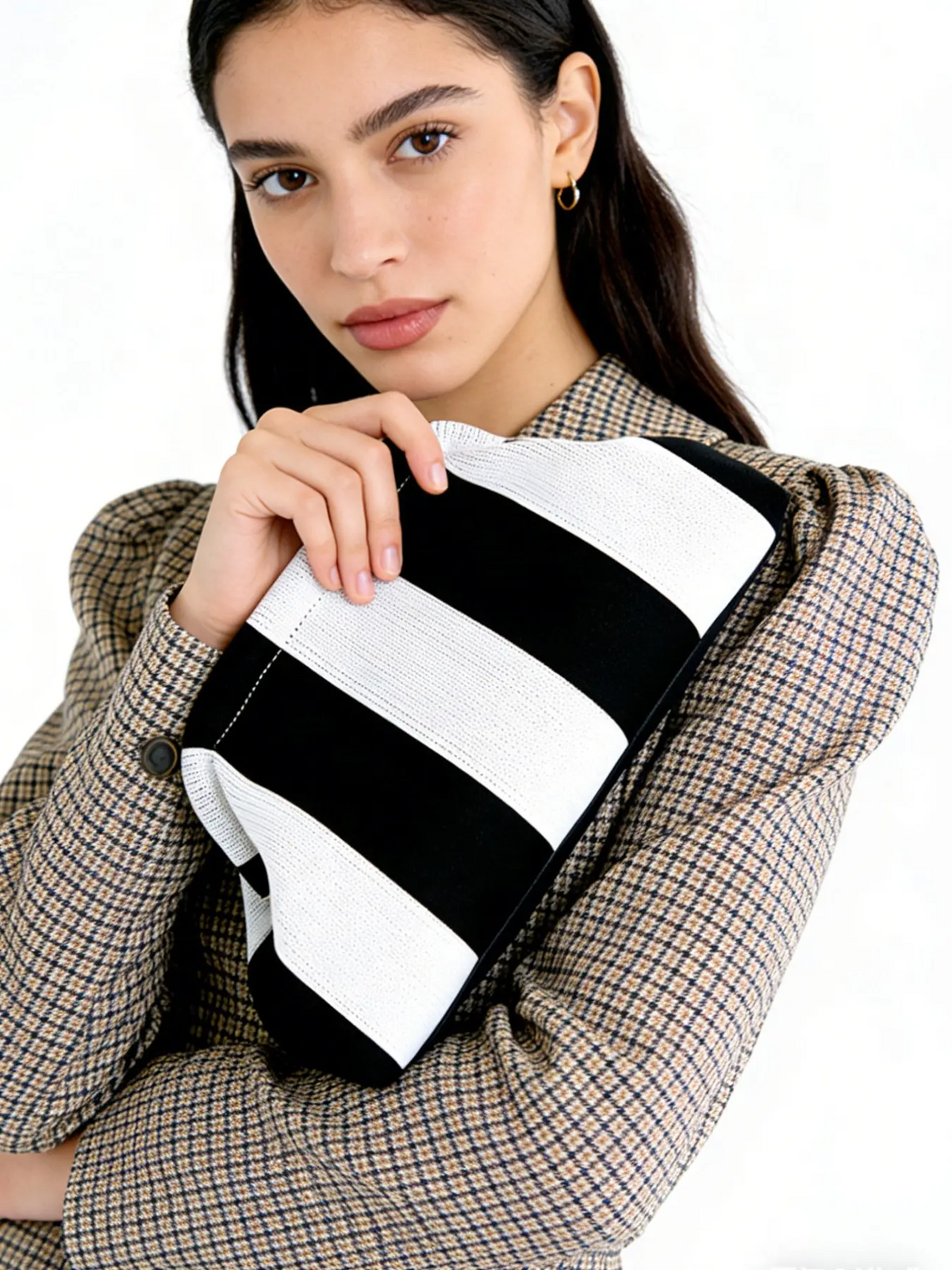 Women's Striped/rhombus/leaf/dot Cloud Handbag, Clip Closure Crossbody Bag, Lightweight Foldable for Daily Use, Gifts for Friends and Valentine's Day